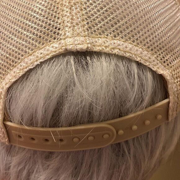 Dark gray & cream distressed “Thelma” cap. - Picture 3 of 7